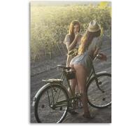 Plaque en métal avec inscription « Hot Girls With Classic Bicycle » - Décoration murale moderne pour chambre à coucher - Décoration murale pour maison, cafés, bars, pub - 20,3 x 30,5 cm