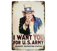 Plaque en métal avec inscription « I Want You for U.S. » - 20,3 x 30,5 cm