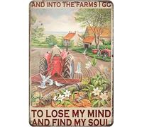 Plaque en métal avec inscription « InTo The Farms I Go to Lose My Mind and Find My Soul » - Décoration murale vintage - 20,3 x 30,5 cm