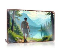 Plaque en métal avec inscription « Man Cave Signs And Decor Adventure Awaits : Hiker's Journey To Mountain Lake » - 30 x 40 cm