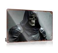 Plaque en métal avec inscription « Man Cave Signs And Decor Dark Knight : The Armored Reaper In Shadows » - 30 x 40 cm