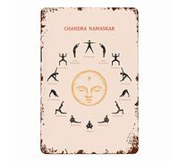 Plaque en métal avec inscription « Moon Salutation » - Impression d'art de yoga - Chandra Namaskar - Décoration bohème - Art mural imprimable - Cadeau pour amateur de yoga - Téléchargement instantané