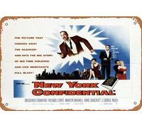 Plaque en métal avec inscription « New York Confidential Movie » - 20,3 x 30,5 cm - Décoration murale vintage rétro