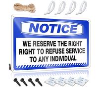 Plaque en métal avec inscription « Notice We Reserve The Right To Refuse Service To Any Individual » - Décoration de porte de chambre à coucher (20 x 30 cm)