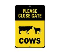 Plaque en métal avec inscription « Please Close Gate Cows » - Décoration rétro pour maison, route, rue, usine, école, parc - Panneau d'avertissement vintage - 30,5 x 40,6 cm