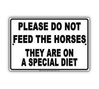 Plaque en métal avec inscription « Please Do Not Feed The Horses » - Décoration rétro pour maison, route, rue, usine, école, parc - Panneau d'avertissement vintage - 30,5 x 40,6 cm
