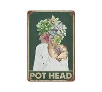 Plaque en métal avec inscription « Pot Head Succulents Tattoo » - 20,3 x 30,5 cm