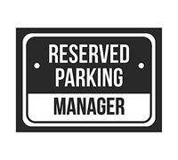 Plaque en métal avec inscription « Reserved Parking Manager » - Blanc et noir - 20,3 x 30,5 cm