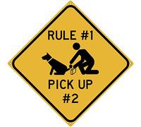 Plaque en métal avec inscription « Rule #1 Pick Up #2 Outdoor Pick Up After Your Dog Neighborhood » - Décoration murale d'intérieur ou d'extérieur - Panneau carré - 30,5 x 30,5 cm