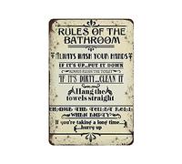Plaque en métal avec inscription « Rules of The Bathroom Flways Wash Your Hands » - Décoration murale rétro pour bars, restaurants, cafés, pubs - 30,5 x 20,3 cm