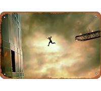 Plaque en métal avec inscription « Skyscraper Movie Dwayne Johnson Jumping 5k » - 20,3 x 30,5 cm - Décoration murale vintage rétro