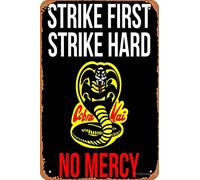 Plaque en métal avec inscription « Strike First Strike Hard No Mercy » - Décoration murale vintage - 20,3 x 30,5 cm