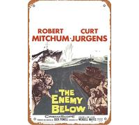 Plaque en métal avec inscription « The Enemy Below » - 20,3 x 30,5 cm - Décoration murale rétro vintage