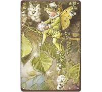 Plaque en métal avec inscription « The Poplar Fairy Flower Fairies » - Décoration murale - 30,5 x 20,3 cm