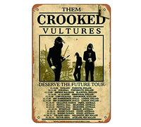 Plaque en métal avec inscription « Them Crooked Vultures (2010) » - 20,3 x 30,5 cm - Décoration murale vintage rétro