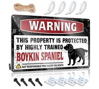 Plaque en métal avec inscription « Warning This Property Is Protected By A Highly Trained Boykin Spaniel » - Pour porte de chambre à coucher (20 x 30 cm)