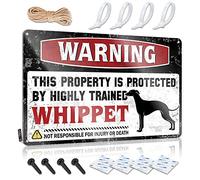 Plaque en métal avec inscription « Warning This Property Is Protected By A Highly Trained Whippet » - Pour porte de chambre à coucher (20 x 30 cm)