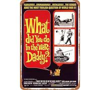 Plaque en métal avec inscription « What Did You Do in the War, Daddy? » - 20,3 x 30,5 cm - Décoration murale rétro vintage
