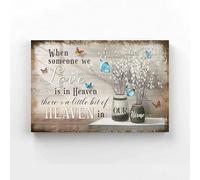 Plaque en métal avec inscription « When Someone We Love Is In Heaven » - Motif papillon et chat - Style rétro - Décoration murale - 15,2 x 20,3 cm