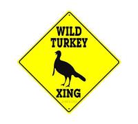 Plaque en métal avec inscription « Wild Turkey Xing Caution Animal Farm Ranch Hunter Road Decor » - Décoration murale d'intérieur ou d'extérieur - 20,3 x 20,3 cm