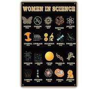 Plaque en métal avec inscription « Women in Science » - Décoration murale en métal pour professeur de science, art féministe - Décoration murale pour bars, restaurants, cafés et pubs - 14 x 20 cm