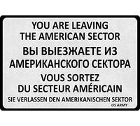 Plaque en métal avec inscription « You are leaving the American Sector » 20 x 30 cm