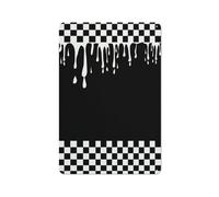 Plaque en métal avec motif à carreaux noirs et blancs qui fondent et gouttes d'eau - Décoration murale pour bar, pub, club, café, chambre - Blanc - 30 x 20 cm