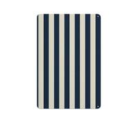 Plaque en métal avec motif à rayures verticales bleu marine et crème nautique pour bar, pub, club, café, chambre, ferme, blanc, 30 x 20 cm