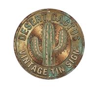 Plaque en métal avec motif cactus et épines succulentes du désert