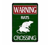 Plaque en métal avec motif de rat, panneau d'avertissement de croisement de rats, décoration murale vintage 20,3 x 30,5 cm