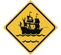 Plaque en métal avec panneau de signalisation de bateau pirate pour maison, bureau, bar, intérieur et extérieur, décoration murale, panneau carré 30,5 x 30,5 cm