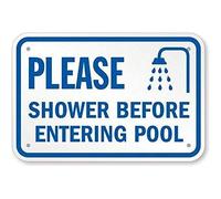 Plaque en métal avec Panneau Graphique en métal Inscription Please Shower Before Entering Pool 8 x 12 Pouces