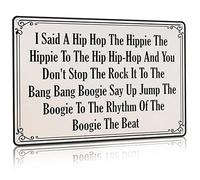 Plaque en métal avec paroles de rap « I Said A Hip Hop The Hippie Old School Rap » - 15,2 x 20,3 cm