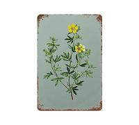 Plaque en métal avec petite fleur jaune fraîche - Décoration murale en aluminium pour ferme, garage, chambre à coucher, cuisine, salle de bain, jardin - 30,5 x 20,3 cm
