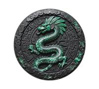 Plaque en métal avec plume Maya, montée en forme de serpent