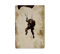 Plaque en métal avec silhouette de soldat parachute, style vintage, décoration murale pour maison, bar, café, affiche en métal 20,3 x 30,5 cm
