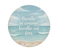 Plaque en métal avec slogans de guérison « Breathe in Courage Breathe Out