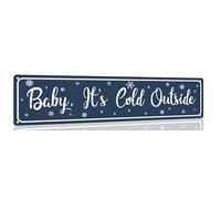 Plaque en métal « Baby It's Cold Outside » humoristique de Noël, affiche vintage imprimée du Père Noël, décoration murale pour cuisine, terrasse, cour, bureau, café, bar, 10 x 40 cm