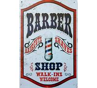 Plaque en métal « Barber Shop Walk Ins Welcome » avec inscription « Man Cave » pour bar, pub, maison, décoration murale, 20,3 x 30,5 cm