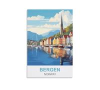 Plaque en métal Bergen Norways Posters Personnalisé Style Vintage Rétro Plaque en métal Personnalisée pour Mur Extérieur, Intérieur, Bar Man Cave Signes 30x40cm