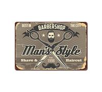 Plaque en métal « Best Barbershop The City Man's Style Shave & Haircut from 1998 » - 20,3 x 30,5 cm - Décoration murale de bureau