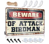 Plaque en métal « Beware of Attack Birdman » - Plaque en étain pour bar à la maison - 20 x 30 cm