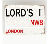 Plaque en métal Biopracess Lords Cricket Londres Street Man Cave Souvenirs Décoration extérieure Plaque 20,3 x 30,5 cm