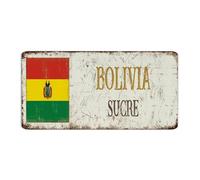 Plaque en métal Bolivia-Sucre - Décoration d'intérieur - Plaque en aluminium pour chambre, porte, maison, souvenir de pays national, affiche d'art routière, cadeau pour cuisine, 15,2 x 30,5 cm