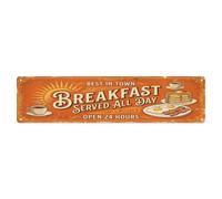 Plaque en métal « Breakfast Served All Day »