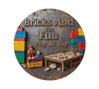 Plaque en métal Bricks And Fun Play All Day