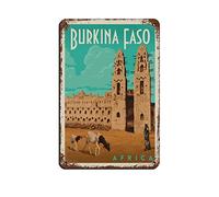 Plaque en métal Burkina Faso Afrique - Affiche murale en métal pour maison, bar, café, garage, salle de bain - 30 x 20 cm