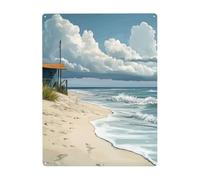 Plaque En Métal, Cabanes En Bord De Mer, Métal, Panneau Rustique, Art Mural, Panneau De Porte à Suspendre Pour Décoration Rustique, 30x40cm