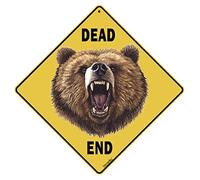 Plaque en métal carrée Grizzly Bear Dead End 30,5 x 30,5 cm