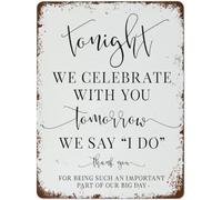 Plaque en métal « Ce soir, nous célébrons avec vous », « Demain, nous disons oui », « Dîner de mariage », affiche rétro, décoration murale, plaque vintage, pour chambre à coucher, salon, bar, café, c